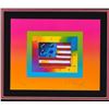Image 2 : Peter Max- Original Lithograph "Flag with Heart on Blends"