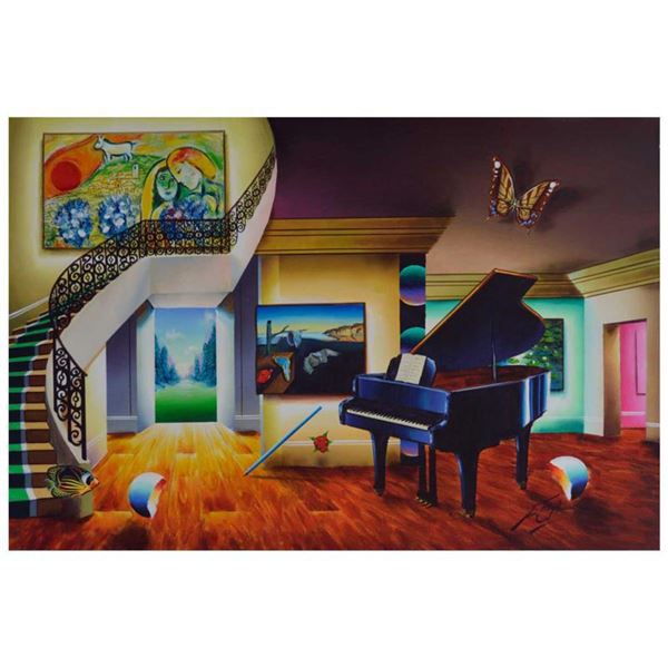Ferjo, "Music Composition For Lovers" Original Painting on Canvas, Hand Signed with Letter of Authen