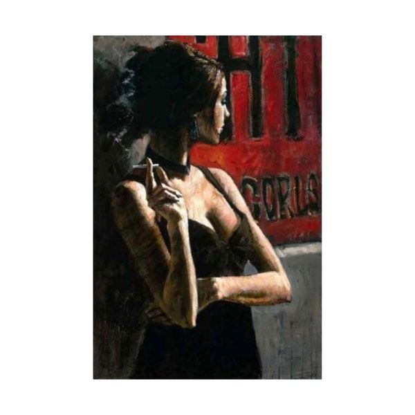 Fabian Perez, "Noches Buenos Aires III" Hand Textured Limited Edition Giclee on Board. Hand Signed a
