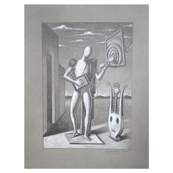 Mark Kostabi "Other Music" Hand Signed Original Artwork with COA.