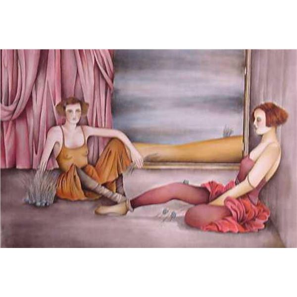 Haya Ran- Original Serigraph  Behind the Curtain 