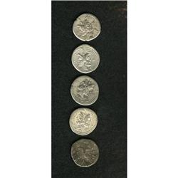 Ancients Lot of five denarii of M. Furius L. f.