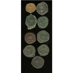 Ancients Lot of nine anonymous Byzantine folles.