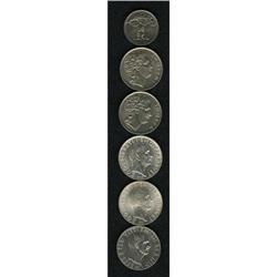 Albania Nice Type Mixture, six coins featuring: