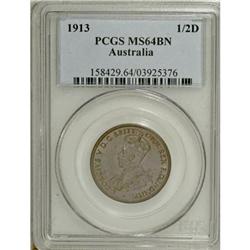 Australia George V Halfpenny 1913, KM22, MS64