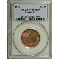 Australia George V Halfpenny 1919, KM22, MS63