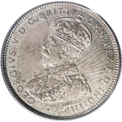 Australia George V Shilling 1934, KM26, Proof 64