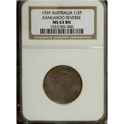 Australia George VI Halfpenny 1939, KM41, MS63