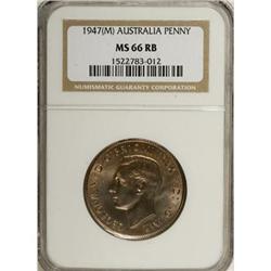 Australia: George VI Penny 1947(M), KM36, MS66 R