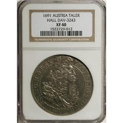 Austria Leopold the Hogmouth Taler 1691 Hall,