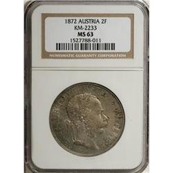 Austria Franz Joseph I 2 Florin 1872, KM2233,