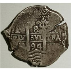 Bolivia Carlos II cob 8 Reales 1694-VR, KM26,