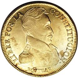 Bolivia Republic gold 8 Scudos 1833LM, KM99,