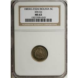 Bolivia Republic Essai 5 Centavos 1883-EG,