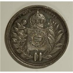 Brazil Pedro II 1200 Reis 1847, KM454, toned VF,