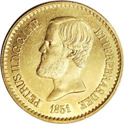 Brazil Pedro II gold 20000 Reis 1851, KM463,