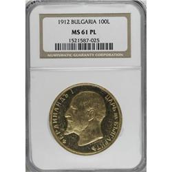 Bulgaria Ferdinand I gold 100 Leva 1912, KM34,