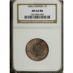 Canada Victoria Cent 1896, KM1, MS64 RB NGC, an