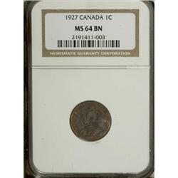 Canada George V Cent 1927, KM28, MS64 BN NGC,
