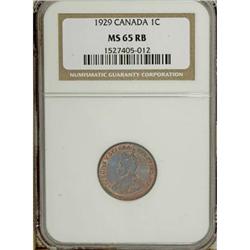 Canada George V Cent 1929, KM28, MS65 RB NGC,