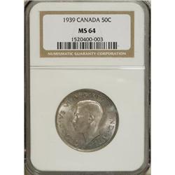 Canada George VI 50 Cents 1939, KM36, MS64 NGC,