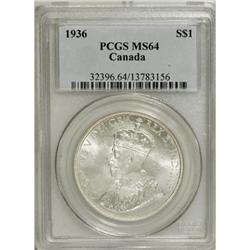 Canada George V Dollar 1936, KM31, MS64 PCGS,