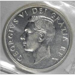 Canada George VI Dollar 1952 NWL, KM46,