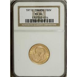 Canada George V gold Sovereign 1911C, KM20, MS64