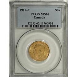 Canada George V gold Sovereign 1917C, KM20, MS62