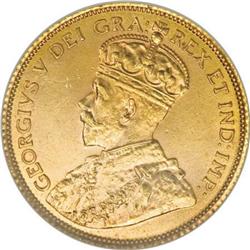 Canada George V gold 5 Dollars 1912, KM26, MS64