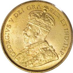 Canada George V gold 5 Dollars 1912, KM26, MS64