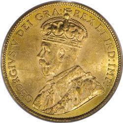 Canada George V gold 5 Dollars 1914, KM26, MS63