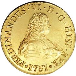 Chile Ferdinand VI gold 8 Escudos 1751J, KM3,