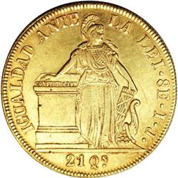 Chile Republic gold 8 Escudos 1843/2-IJ,
