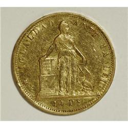 Chile Republic gold 10 Pesos 1855, KM131, VF+,