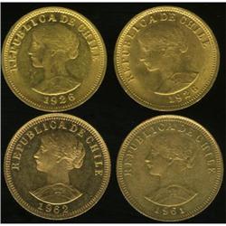 Chile Republic gold 50 Pesos Quartet, KM169 1926