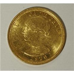 Chile Republic gold 100 Pesos 1926, KM170, nice