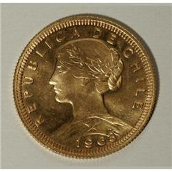 Chile Republic gold 100 Pesos 1963, KM175,