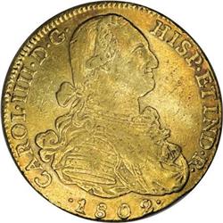 Colombia Carlos IIII gold 8 Escudos 1802-JJ NR,