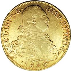 Colombia Carlos IIII gold 8 Escudos 1804-JJ