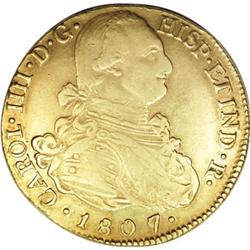 Colombia Carlos IIII gold 8 Escudos 1807-JF