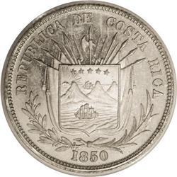 Costa Rica Republic Pattern 1/4 Peso 1850-JB,