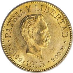 Cuba Republic gold Peso 1915, KM16, MS64 PCGS, a