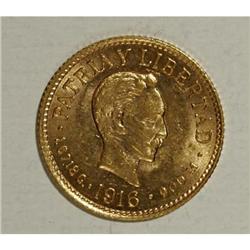 Cuba Republic gold Peso 1916, KM16, choice