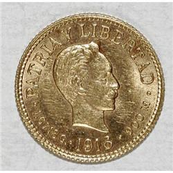 Cuba Republic gold Peso 1916, KM16, nice