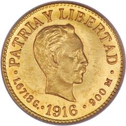 Cuba Republic gold Peso 1916, KM16, Proof 63