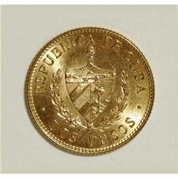 Cuba Republic gold 2 Pesos Pair, KM17 1915,