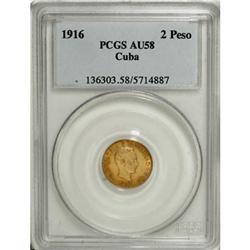 Cuba Republic gold 2 Pesos 1916, KM17, AU58