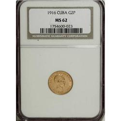 Cuba Republic gold 2 Pesos 1916, KM17, MS62