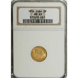Cuba Republic gold 2 Pesos 1916, KM17, MS63 NGC,